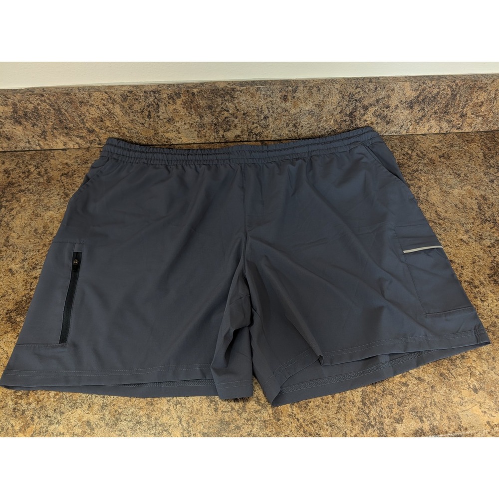 DKNY Men Athletic Ripstop Shorts Night Shadow Blue Zipper Pocket 3XL DKS15SH061X